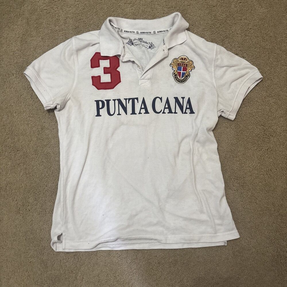 Robin Ruth Polo Shirt Mens Punta Cana Crest 3 Embroidered Cotton - Size Large L